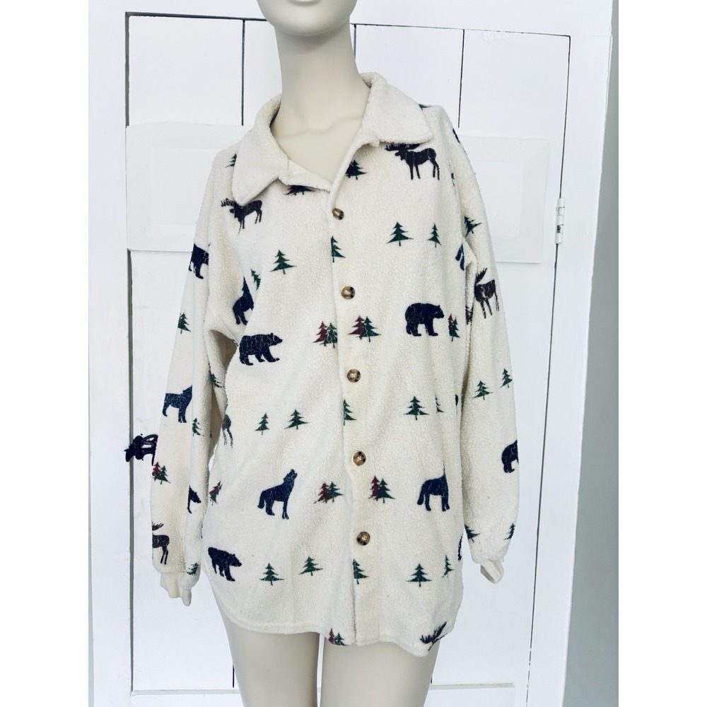Vtg Artisans Sunschein Designs Winter Rabbits Snow Nature AOP Sweatshirt Size M